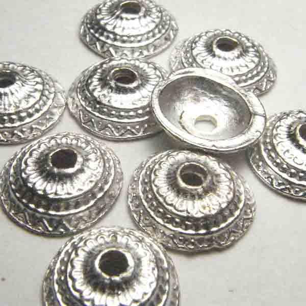 Satin Silver Plate 10MM Cast Bead Cap