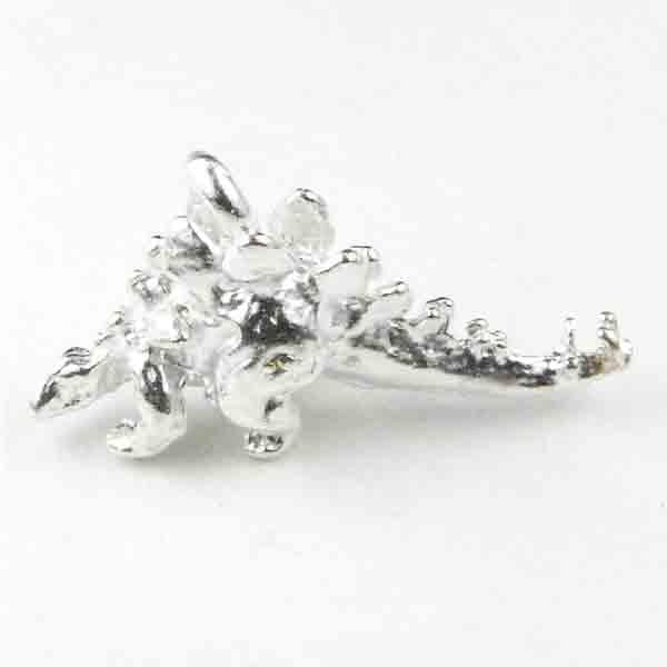 Satin Silver Plate 11x24MM Stegosaurus Dinosaur