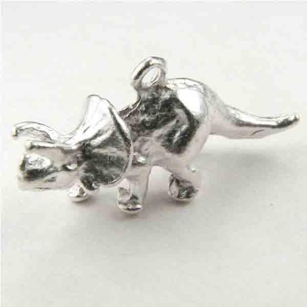 Satin Silver Plate 12x26MM Triceratops Dinosaur