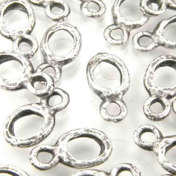 Satin Silver Plate 12x6.5MM Organic Ring and Loop