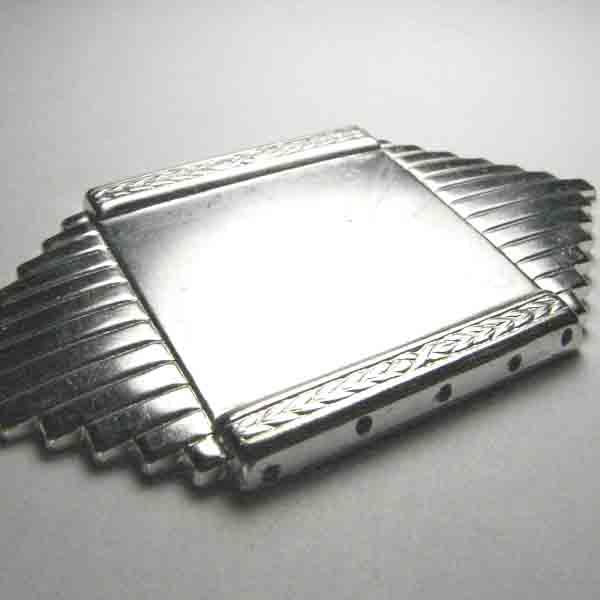 Satin Silver Plate 32X25 Art Deco5 Hole Setting