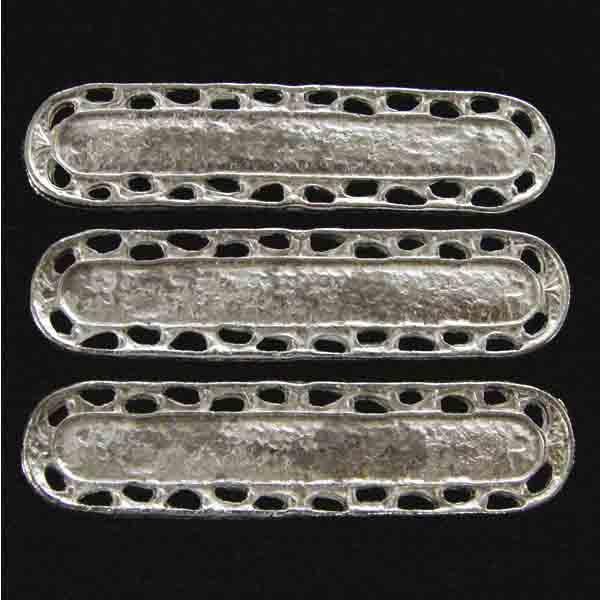 Satin Silver Plate 57x14MM Openwork Oval