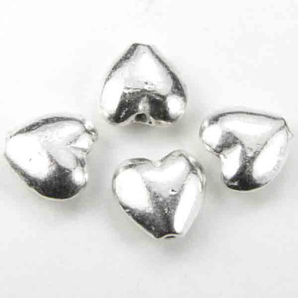 Satin Silver Plate 8MM Heart Casting