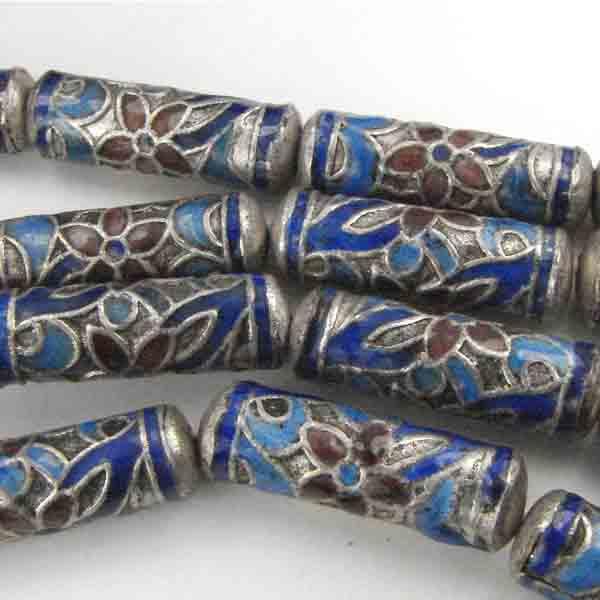 Silver 18X6MM Cylinder With Multi Color Enamel