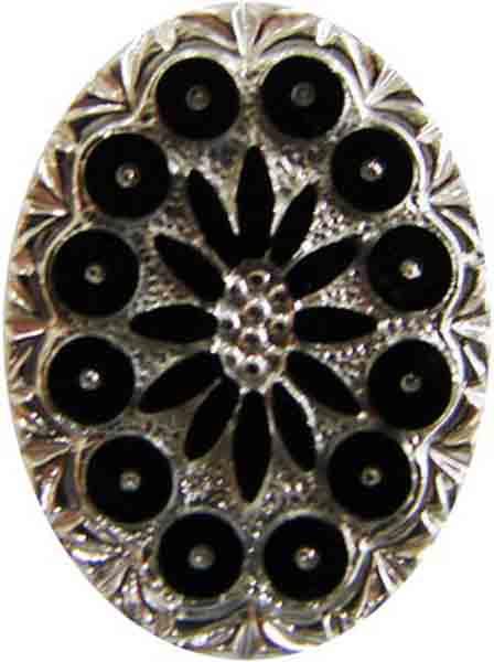 Silver 25X18MM with Jet Circles