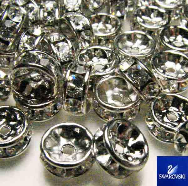 Silver 6x3MM Swarovski Crystal Rhinestone Rondelle