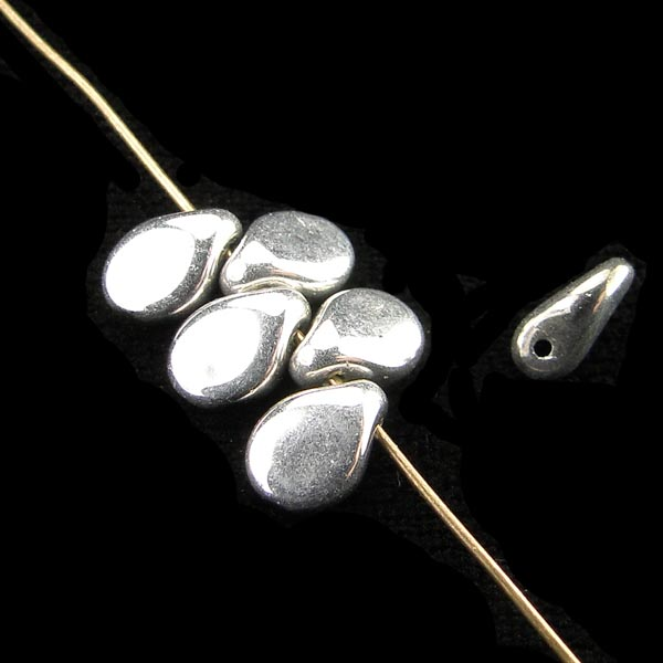 Silver Coated 7x5MM Pip Pinched Tear Pendant
