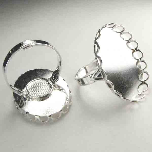 Silver Finger Ring With 25x18MM Setting