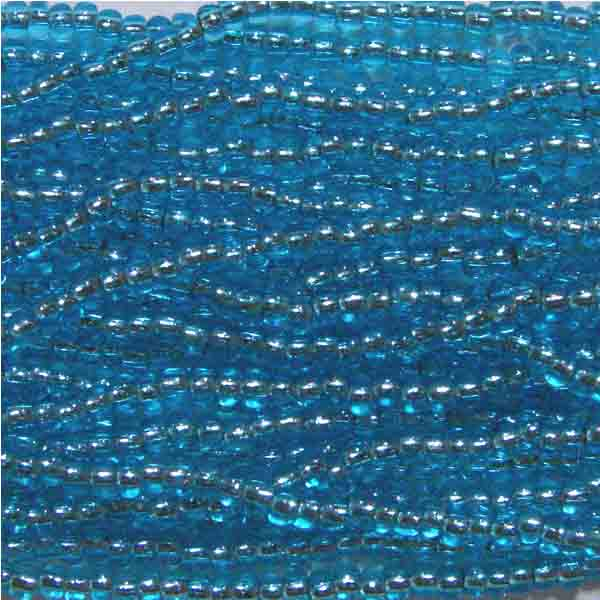 Silver Lined Aqua 8/0 Seed Bead