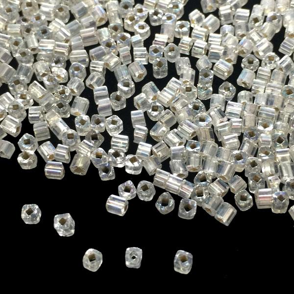 Silver Lined Crystal AB 10/0 (1.5MM) Sqare Cut Cube Bead