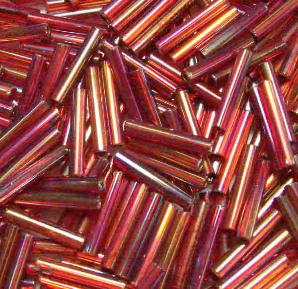 Silver Lined Ruby AB Size 5 (12MM) Bugle Bead