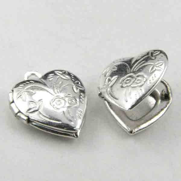 Silver Plate 10MM Floral Heart