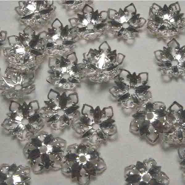 Silver Plate 10MM Open Floral Filigree Bead Cap