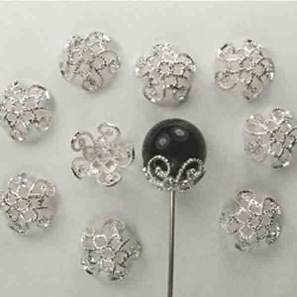 Silver Plate 10MM Textured Filigree Bead Cap