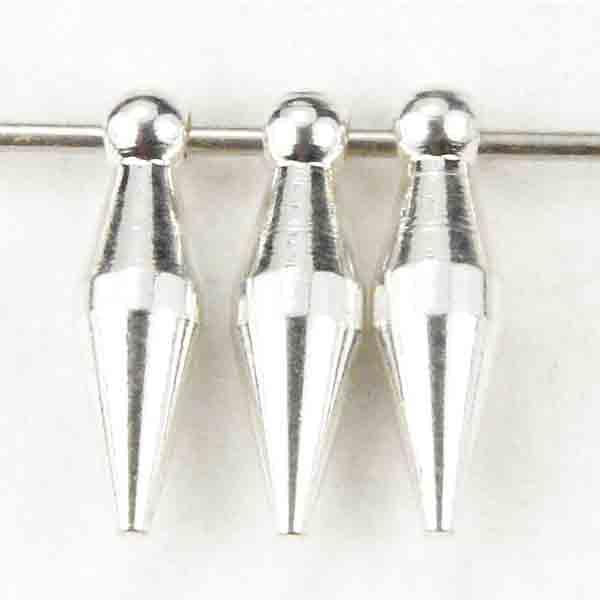 Silver Plate 10x3MM Solid Tapered Bicone