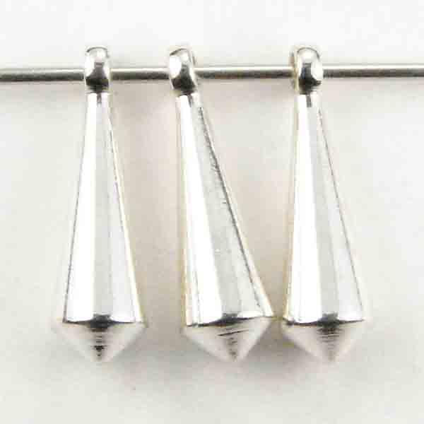 Silver Plate 13x4MM Tapered Solid 3D Cone