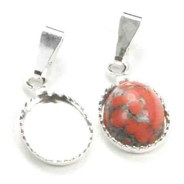 Silver Plate 10x8MM Cabochon Setting With Bail Hanger