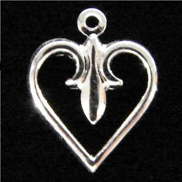 Silver Plate 11MM Heart With Fleur De Lis