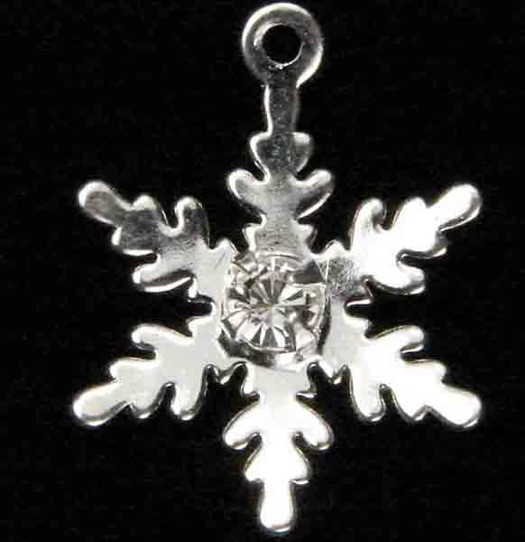 Silver Plate 11MM Snowflake With Crystal Rhinestone