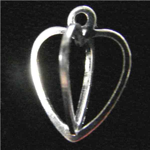 Silver Plate 11x10MM Openwork 4 Sided Heart