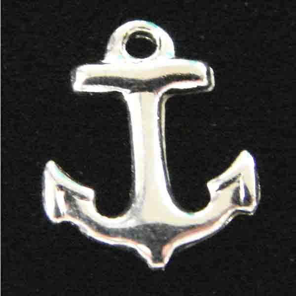 Silver Plate 11x9MM Hollow Stamped Anchor
