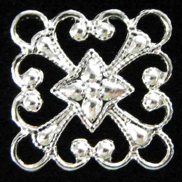 Silver Plate 12MM Diamond Filigree