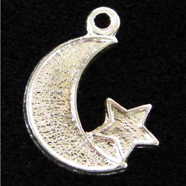 Silver Plate 12MM Diestruck Star and Moon
