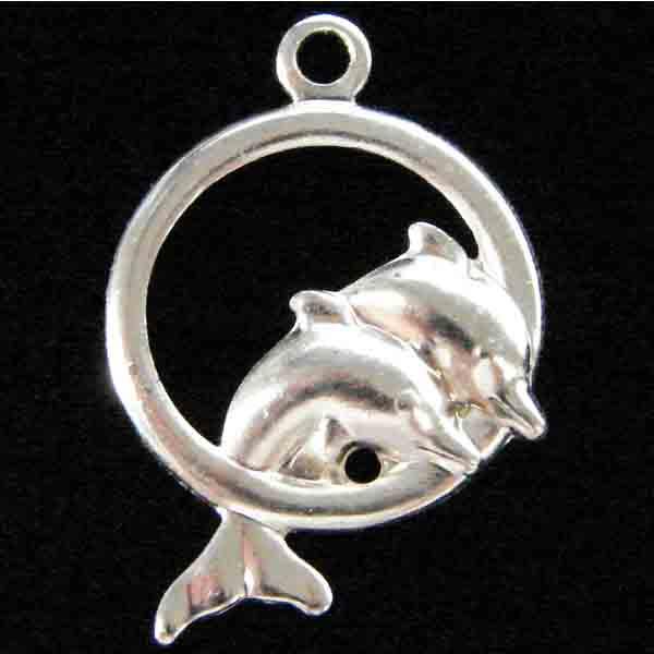 Silver Plate 12MM Dolphin In Hoop