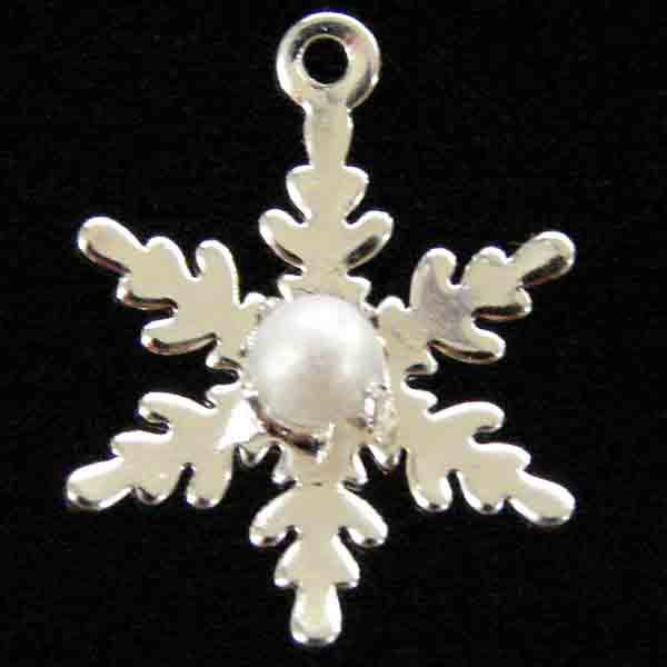 Silver Plate 12MM Snowflake with Pearl
