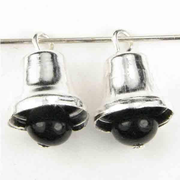 Silver Plate 12x10MM Bell With 6MM Jet Black Clapper