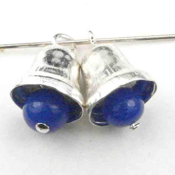Silver Plate 12x10MM Bell With 6MM Royal Blue Glass Clapper
