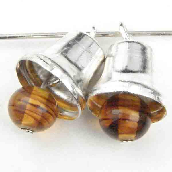 Silver Plate 12x10MM Bell With 6MM Tortoise Glass Clapper