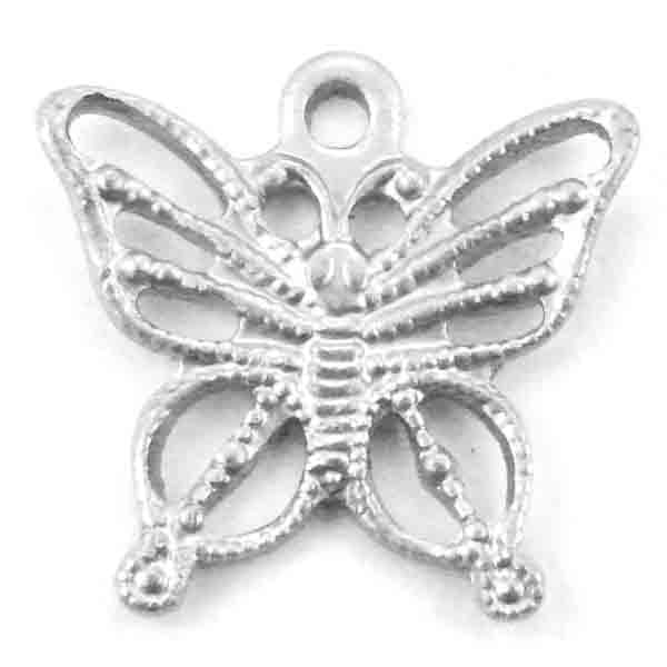 Silver Plate 12x10MM Filigree Butterfly