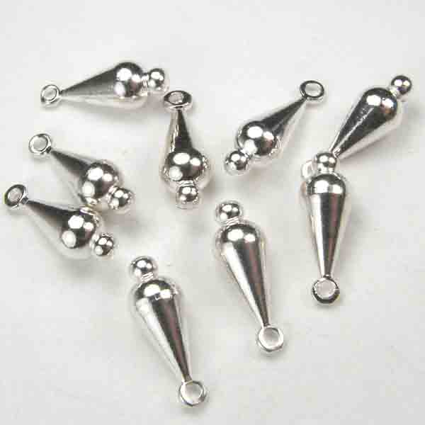 Silver Plate 12x5MM Solid Tear Drop With 3MM Ball Tip