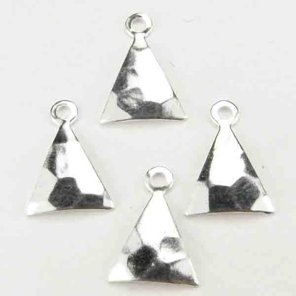 Silver Plate 12x9MM Hammered Triangle