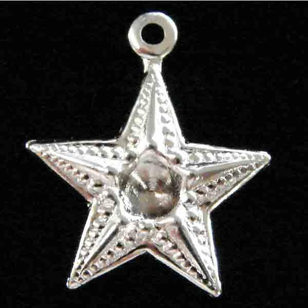 Silver Plate 13MM Star With Rhinestone Setting