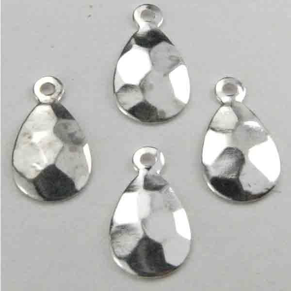 Silver Plate 13X7MM Hammered Tear