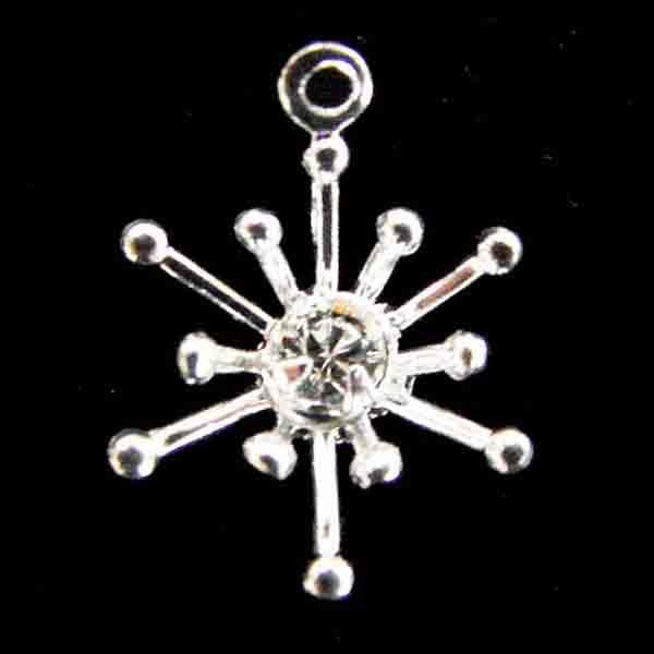 Silver Plate 13x10MM Starburst With Crystal Rhinestone
