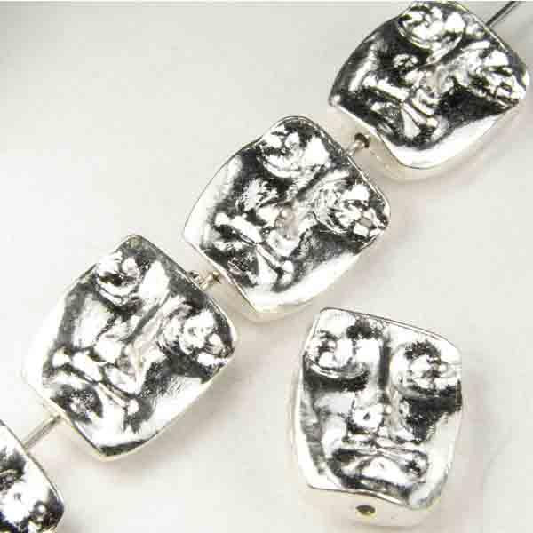 Silver Plate 13x11MM Face Bead