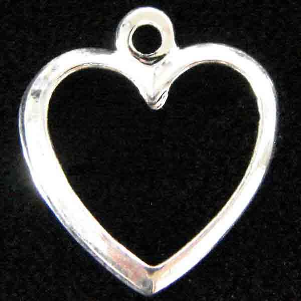Silver Plate 13x12MM Thin Rimmed Heart Stamping