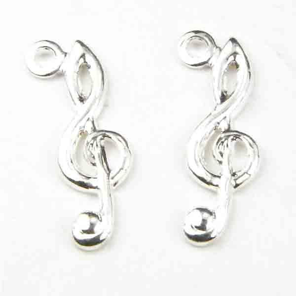 Silver Plate 13x4MM Treble Clef
