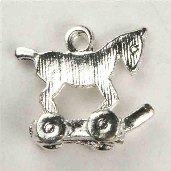 Silver Plate 13x5MM 3-D Pony Pull Toy