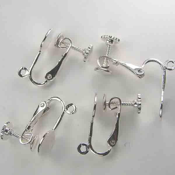 Silver Plate 13x9MM Clip On With Screw Back, 8MM Gluing Pad And Hanging Loop