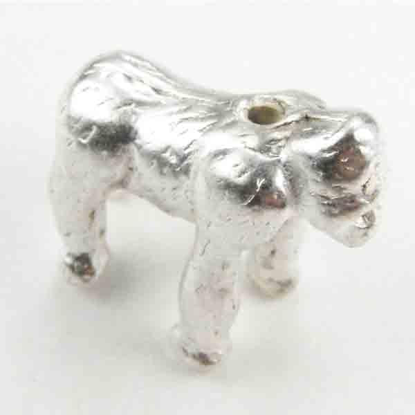 Silver Plate 14MM Gorilla Bead 3-D