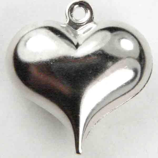 Silver Plate 14MM Heart Puffed