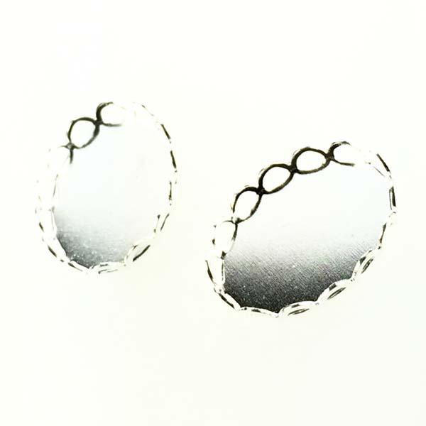 Silver Plate 14x10MM Lace Edge Cabochon Setting Bezel