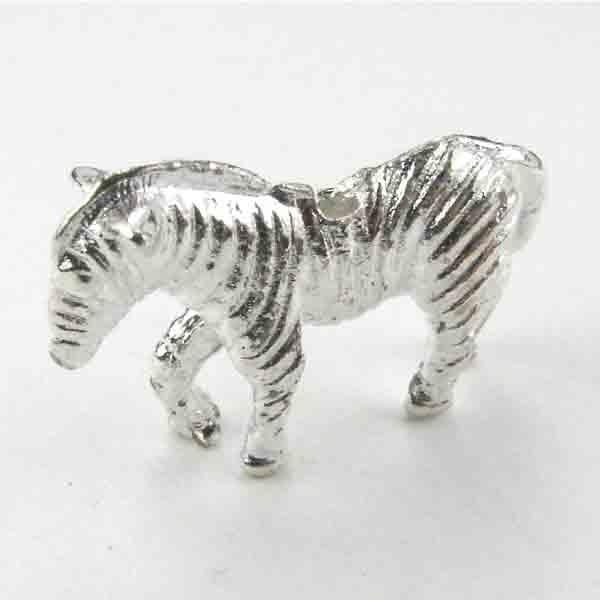Silver Plate 14x21 Zebra Bead 3-D