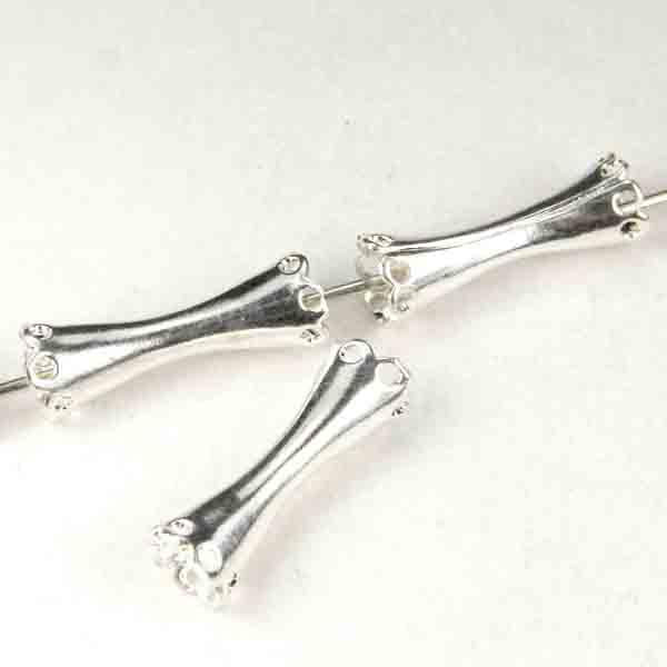 Silver Plate 14x5MM Tube With Flared Lacy Ends