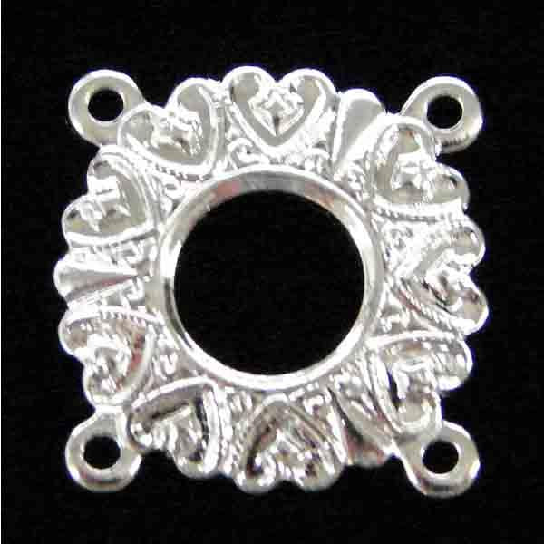 Silver Plate 15MM 4 Loop Heart Pattern Connector