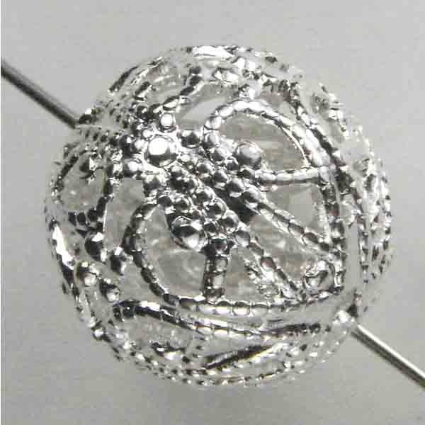 Silver Plate 15MM  Filigree Textured Bead